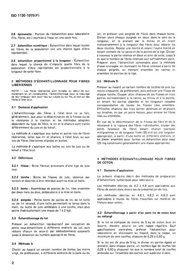 ISO 1130:1975 ISO 1130:1975 - Fibres textiles -- Diverses méthodes d'échantillonnage en vue des essais - Page 4 preview