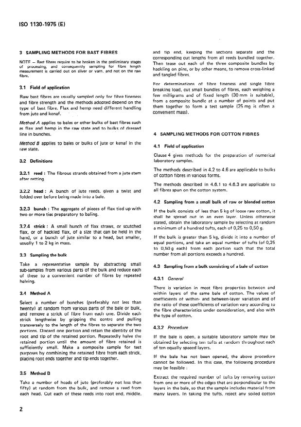 ISO 1130:1975 ISO 1130:1975 - Textile fibres -- Some methods of sampling for testing - Page 4 preview