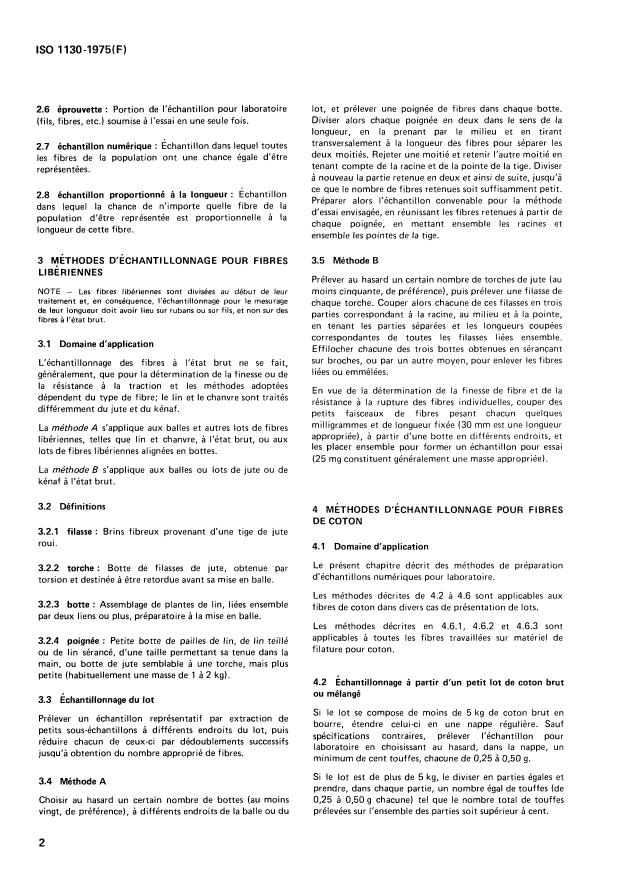 ISO 1130:1975 ISO 1130:1975 - Fibres textiles -- Diverses méthodes d'échantillonnage en vue des essais - Page 4 preview