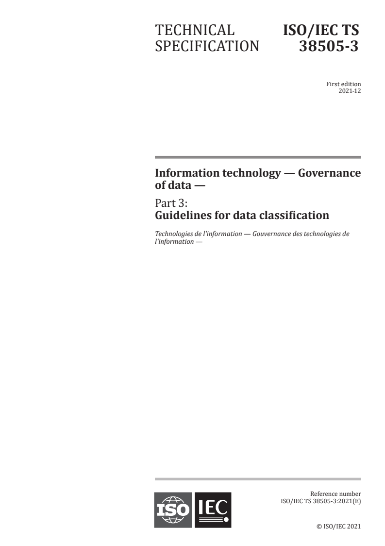 ISO/IEC TS 38505-3:2021 - Information technology -- Governance of data