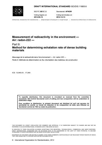 ISO 11665-9:2016 - Measurement of radioactivity in the environment -- Air: Radon-222