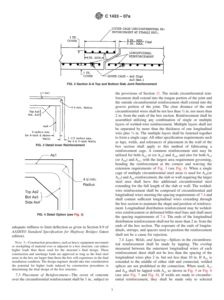 ASTM C1433-07a - Standard Specification for Precast Reinforced Concrete Monolithic Box Sections for Culverts, Storm Drains, and Sewers