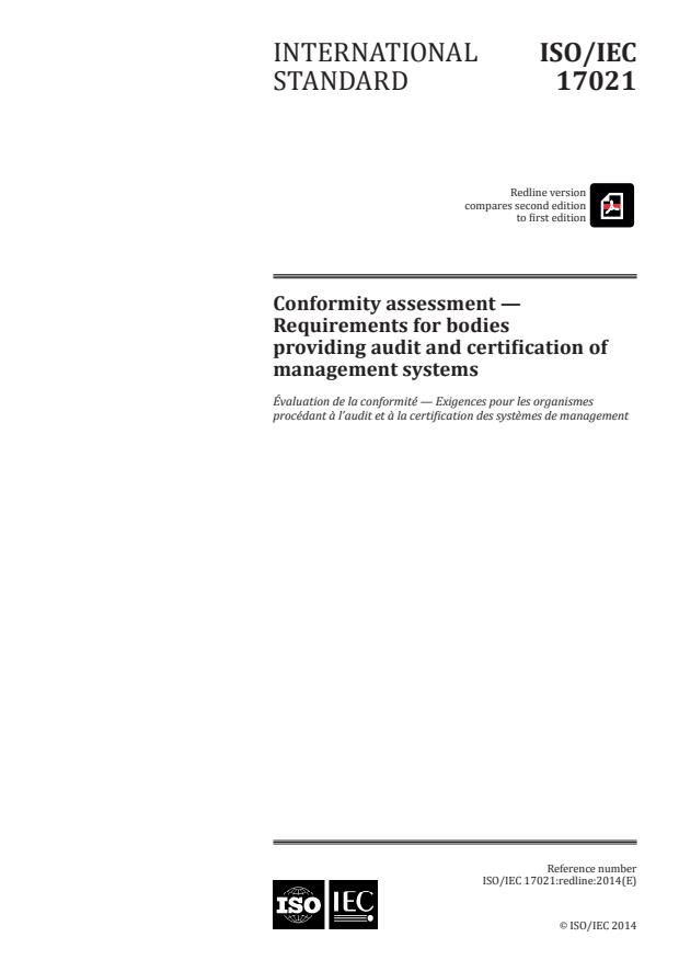 REDLINE ISO/IEC 17021:2011 - Conformity assessment -- Requirements for bodies providing audit and certification of management systems