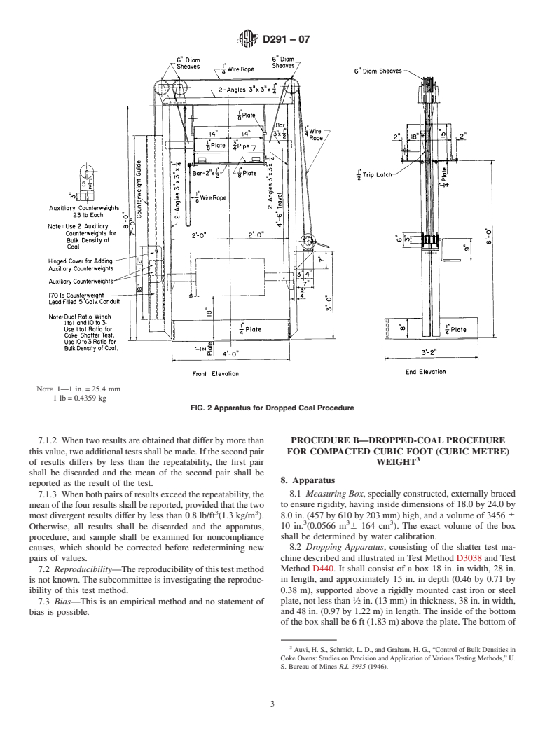 ASTM D291-07 - Standard Test Method for Cubic Foot Weight of Crushed Bituminous Coal