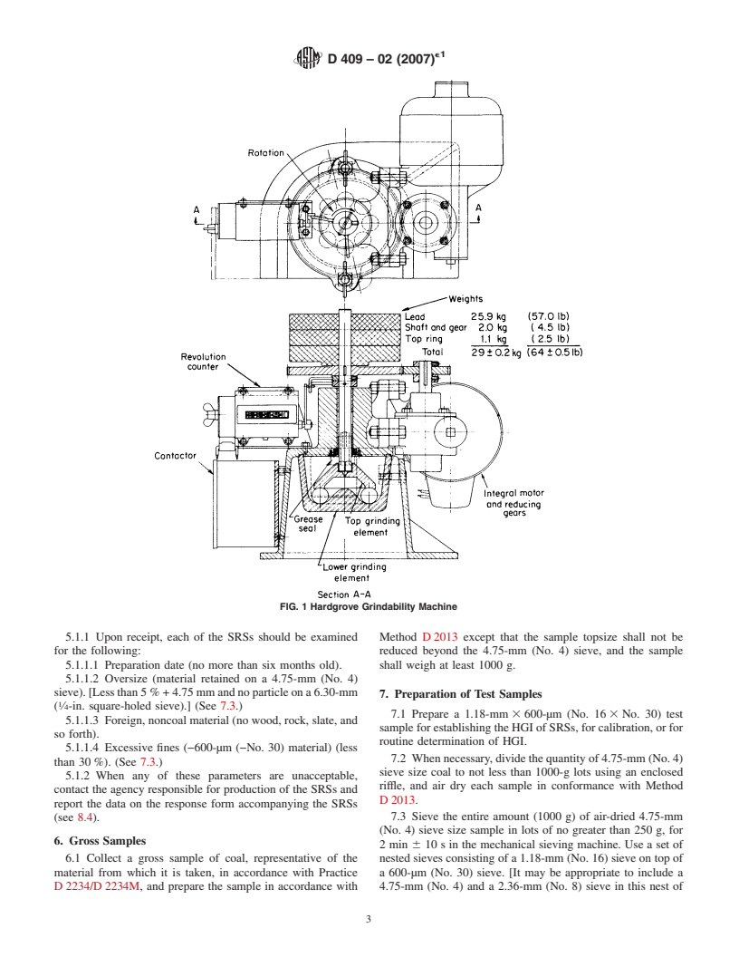 ASTM D409-02(2007)e1 - Standard Test Method for Grindability of Coal by the Hardgrove-Machine Method