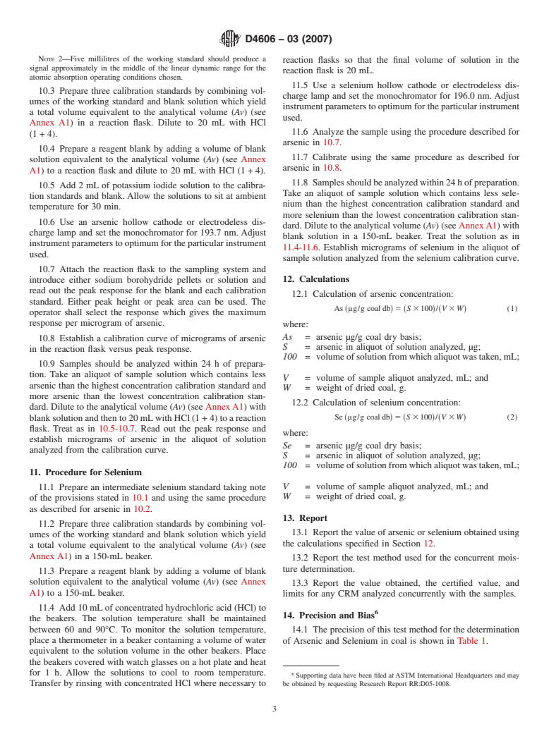 ASTM D4606-03(2007) - Standard Test Method for Determination of Arsenic and Selenium in Coal by the Hydride Generation/Atomic Absorption Method