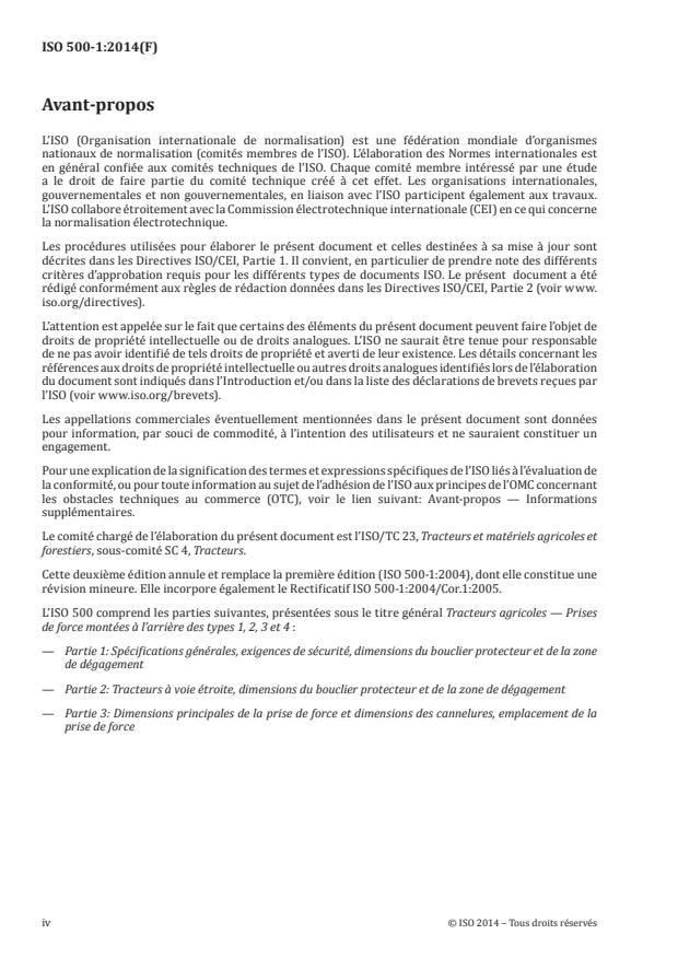 ISO 500-1:2014 ISO 500-1:2014 - Tracteurs agricoles -- Prises de force montées à l'arrière des types 1, 2, 3 et 4 - Page 4 preview