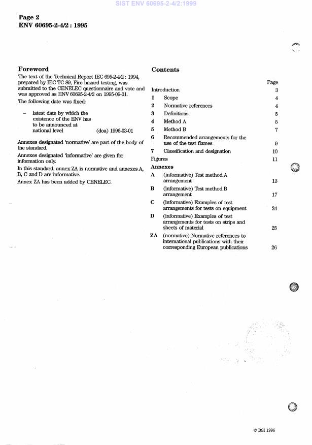 ENV 60695-2-4/2:1995 ENV 60695-2-4/2:1999 - Page 4 preview