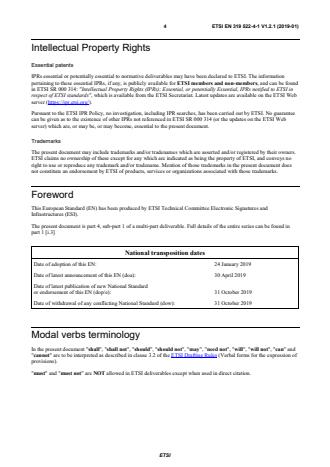 SIST EN 319 522-4-1 V1.2.1:2019 ETSI EN 319 522-4-1 V1.2.1 (2019-01) - Electronic Signatures and Infrastructures (ESI); Electronic Registered Delivery Services; Part 4: Bindings; Sub-part 1: Message delivery bindings - Page 4 preview