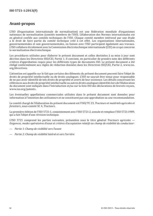 ISO 5721-1:2013 ISO 5721-1:2013 - Tracteurs agricoles -- Exigences, modes opératoires d'essai et criteres d'acceptation relatifs au champ de visibilité du conducteur - Page 4 preview
