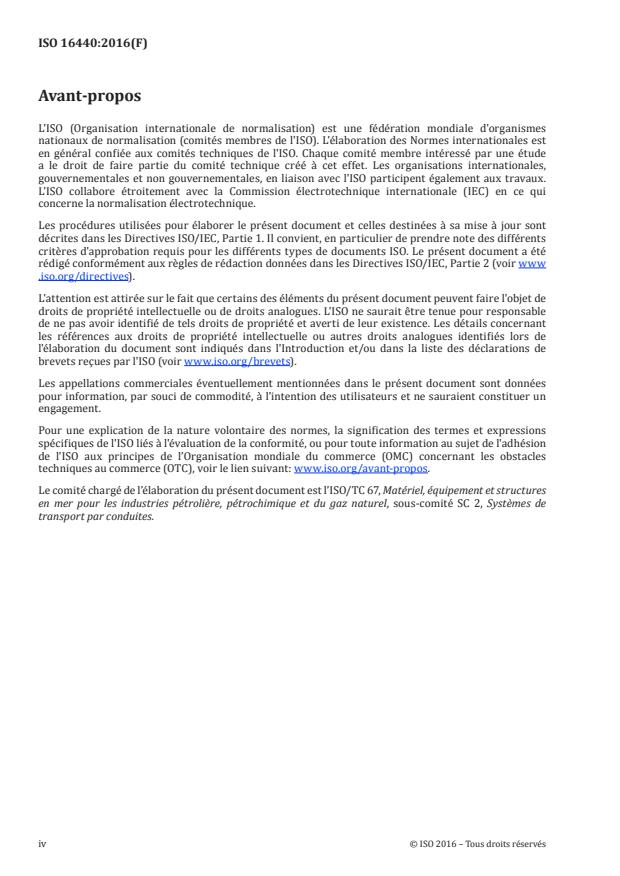 ISO 16440:2016 ISO 16440:2016 - Industries du pétrole et du gaz naturel -- Systemes de transport par conduites -- Conception, construction et maintenance de conduites sous fourreau acier - Page 4 preview