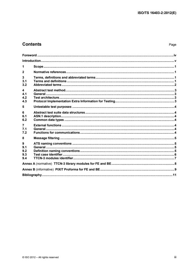 ISO/TS 16403-2:2012 ISO/TS 16403-2:2012 - Electronic fee collection -- Evaluation of equipment for conformity to ISO/TS 17575-4 - Page 3 preview