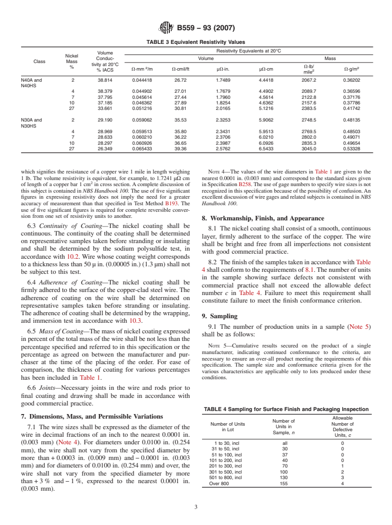 ASTM B559-93(2007) - Standard Specification for Nickel-Coated, Copper-Clad Steel Wire for Electronic Application