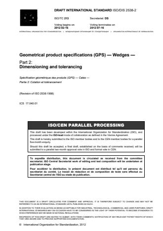 ISO 2538-2:2014 - Geometrical product specifications (GPS) -- Wedges