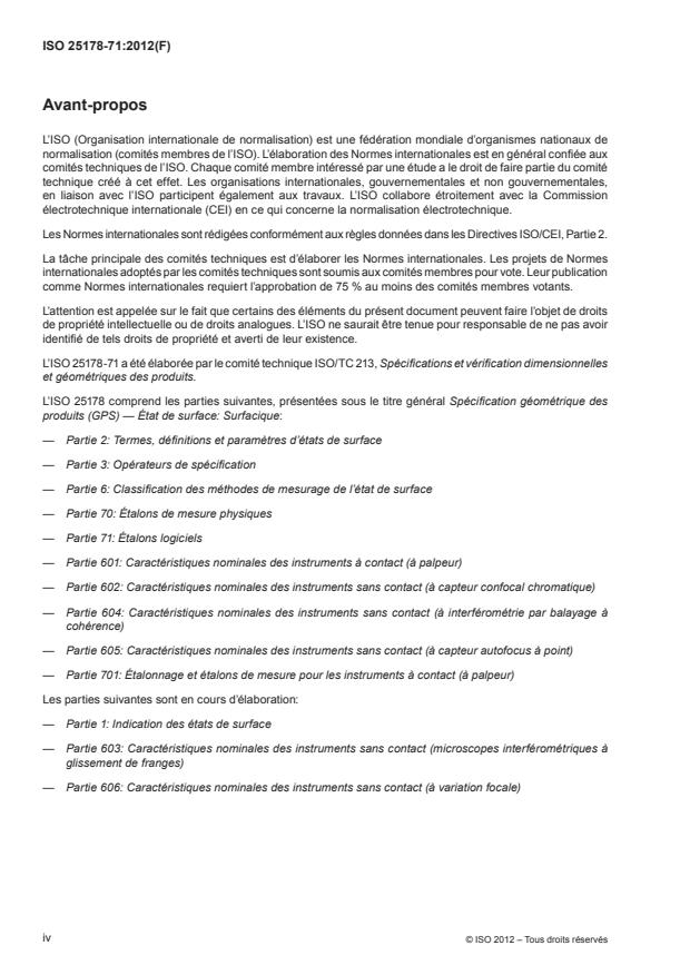 ISO 25178-71:2012 ISO 25178-71:2012 - Spécification géométrique des produits (GPS) -- État de surface: Surfacique - Page 4 preview