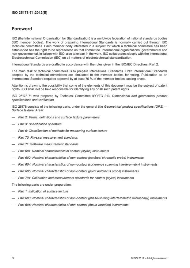 ISO 25178-71:2012 ISO 25178-71:2012 - Geometrical product specifications (GPS) -- Surface texture: Areal - Page 4 preview