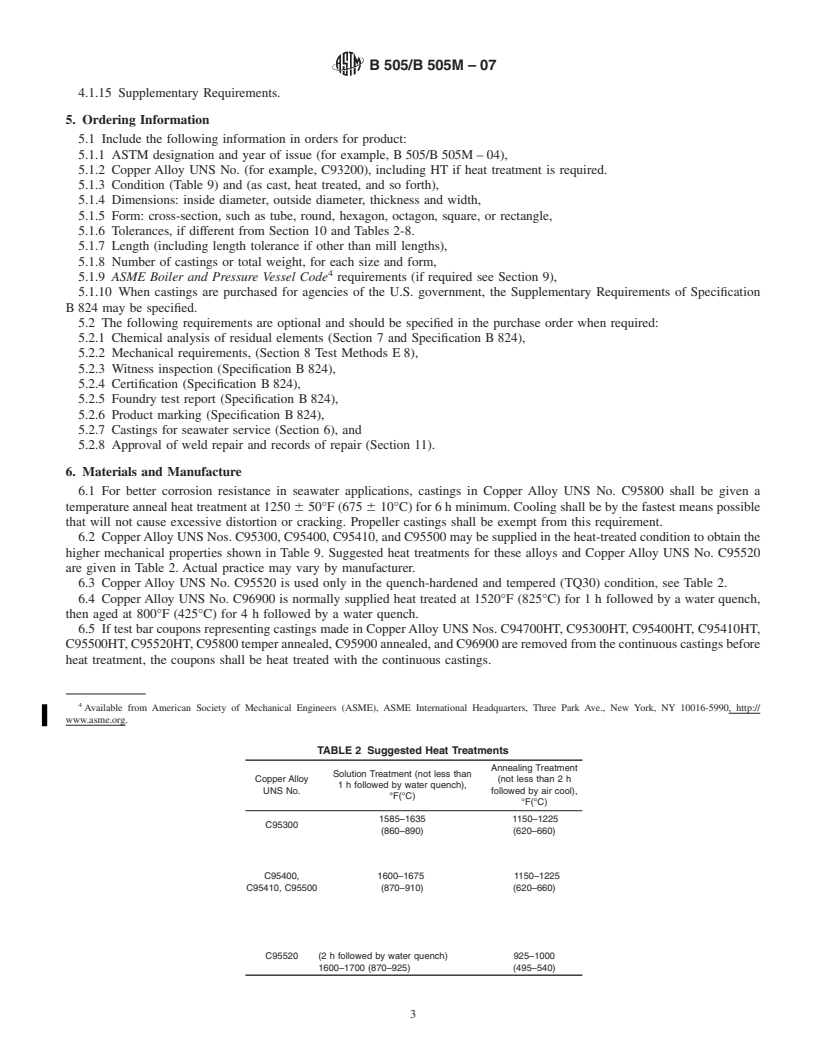 REDLINE ASTM B505/B505M-07 - Standard Specification for Copper Alloy Continuous Castings