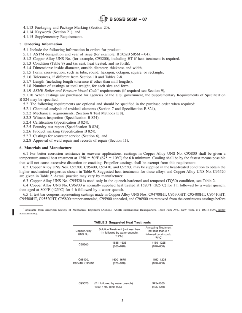 REDLINE ASTM B505/B505M-07 - Standard Specification for Copper Alloy Continuous Castings