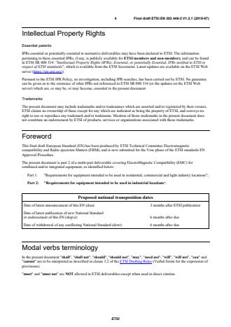 SIST EN 303 446-2 V1.2.1:2019 ETSI EN 303 446-2 V1.2.1 (2019-07) - ElectroMagnetic Compatibility (EMC) standard for combined and/or integrated radio and non-radio equipment; Part 2: Requirements for equipment intended to be used in industrial locations - Page 4 preview