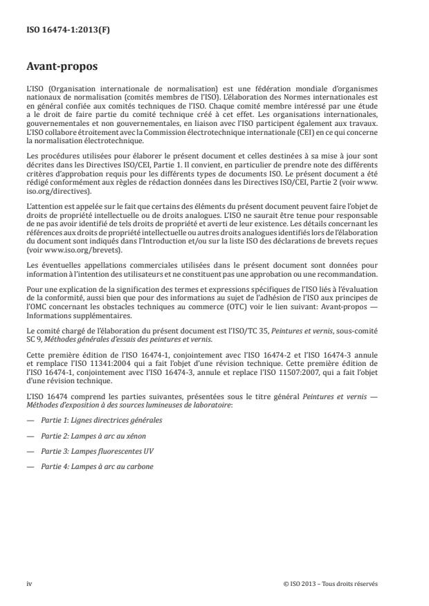 ISO 16474-1:2013 ISO 16474-1:2013 - Peintures et vernis -- Méthodes d'exposition a des sources lumineuses de laboratoire - Page 4 preview