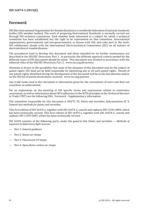 ISO 16474-1:2013 ISO 16474-1:2013 - Paints and varnishes -- Methods of exposure to laboratory light sources - Page 4 preview