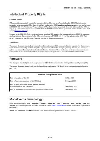 SIST EN 302 636-5-1 V2.2.1:2019 ETSI EN 302 636-5-1 V2.2.1 (2019-05) - Intelligent Transport Systems (ITS); Vehicular Communications; GeoNetworking; Part 5: Transport Protocols; Sub-part 1: Basic Transport Protocol - Page 4 preview