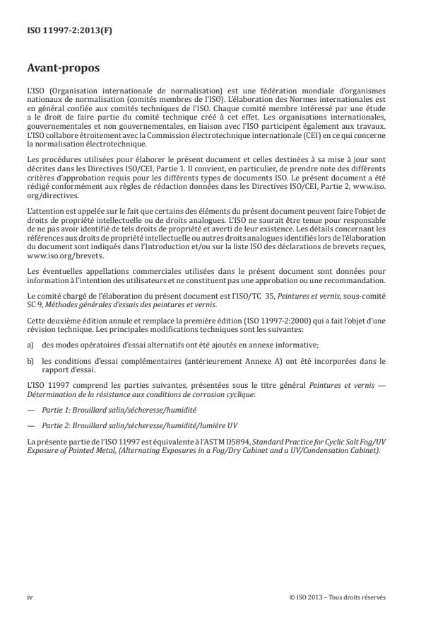ISO 11997-2:2013 ISO 11997-2:2013 - Peintures et vernis -- Détermination de la résistance aux conditions de corrosion cyclique - Page 4 preview