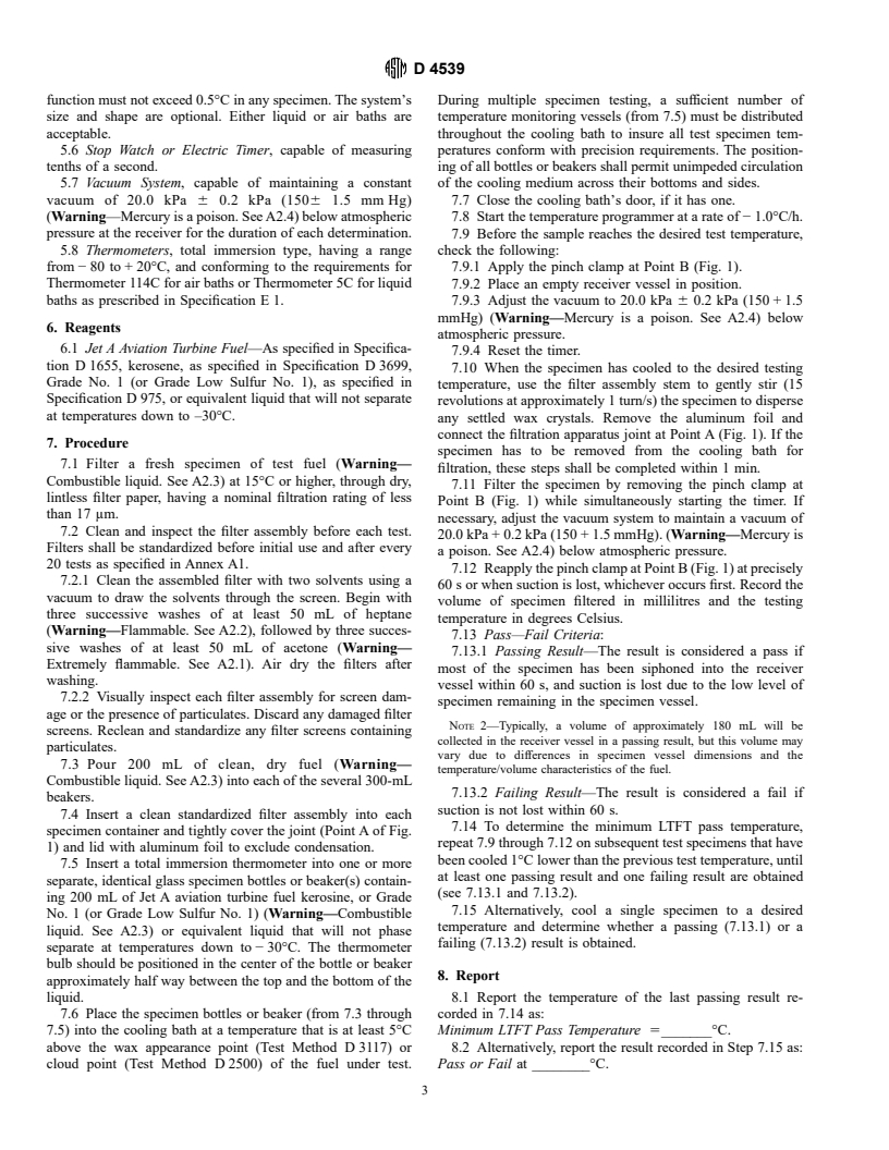 ASTM D4539-98 - Standard Test Method for Filterability of Diesel Fuels by Low-Temperature Flow Test (LTFT)