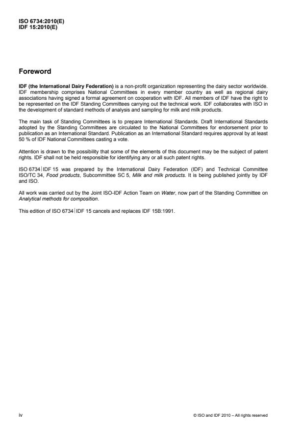 ISO 6734:2010 ISO 6734:2010 - Sweetened condensed milk -- Determination of total solids content (Reference method) - Page 4 preview