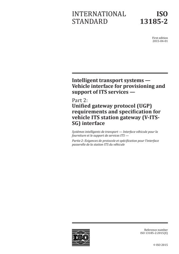 ISO 13185-2:2015 - Intelligent transport systems -- Vehicle interface for provisioning and support of ITS services