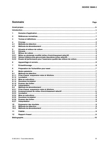 ISO 16649-3:2015 - Microbiologie de la chaîne alimentaire -- Méthode horizontale pour le dénombrement des Escherichia coli beta-glucuronidase positive