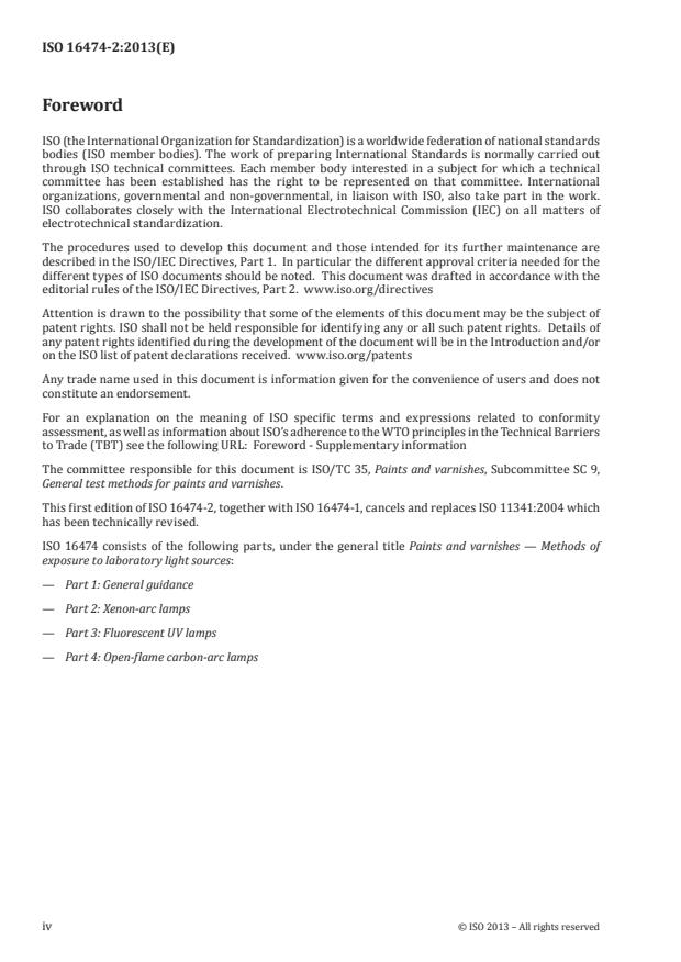 ISO 16474-2:2013 ISO 16474-2:2013 - Paints and varnishes -- Methods of exposure to laboratory light sources - Page 4 preview