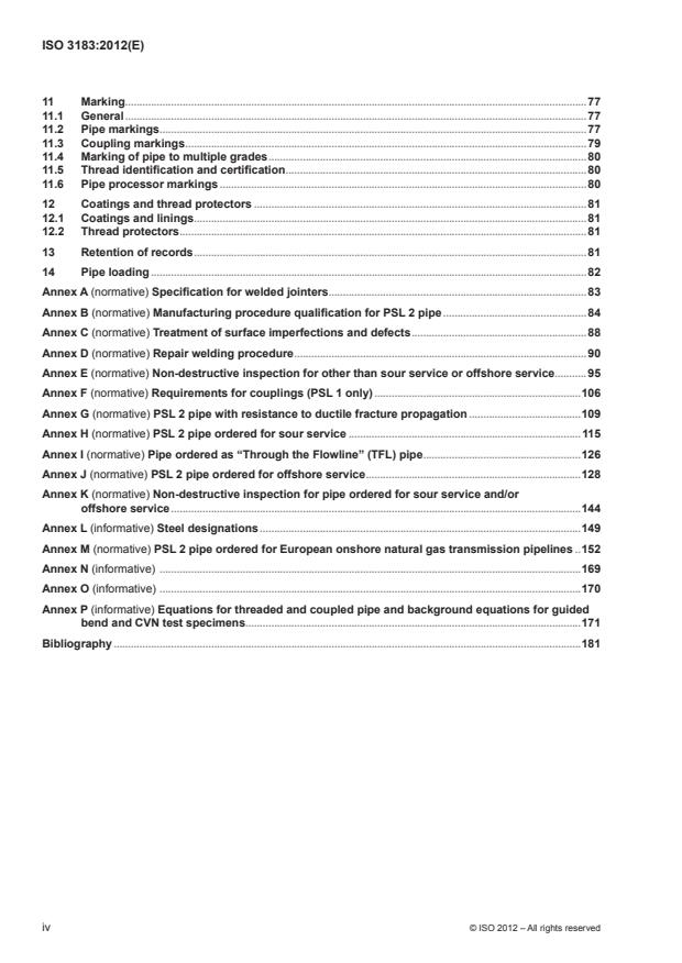 ISO 3183:2012 ISO 3183:2012 - Petroleum and natural gas industries -- Steel pipe for pipeline transportation systems - Page 4 preview
