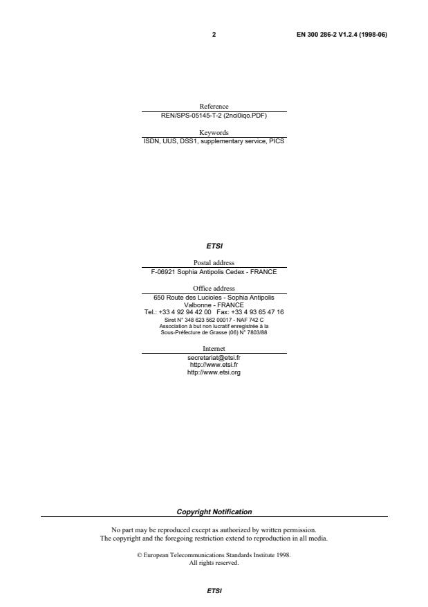 SIST EN 300 286-2 V1.2.4:2005 SIST EN 300 286-2 V1.2.4:2005 - Page 4 preview