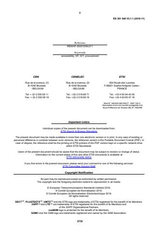 ETSI EN 301 549 V3.1.1 (2019-11) ETSI EN 301 549 V3.1.1 (2019-11) - Accessibility requirements for ICT products and services - Page 2 preview