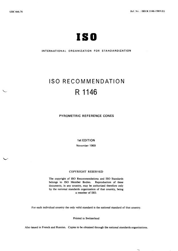 Un1146 Rades ISO/R 1146:1969 - Pyrometric reference cones