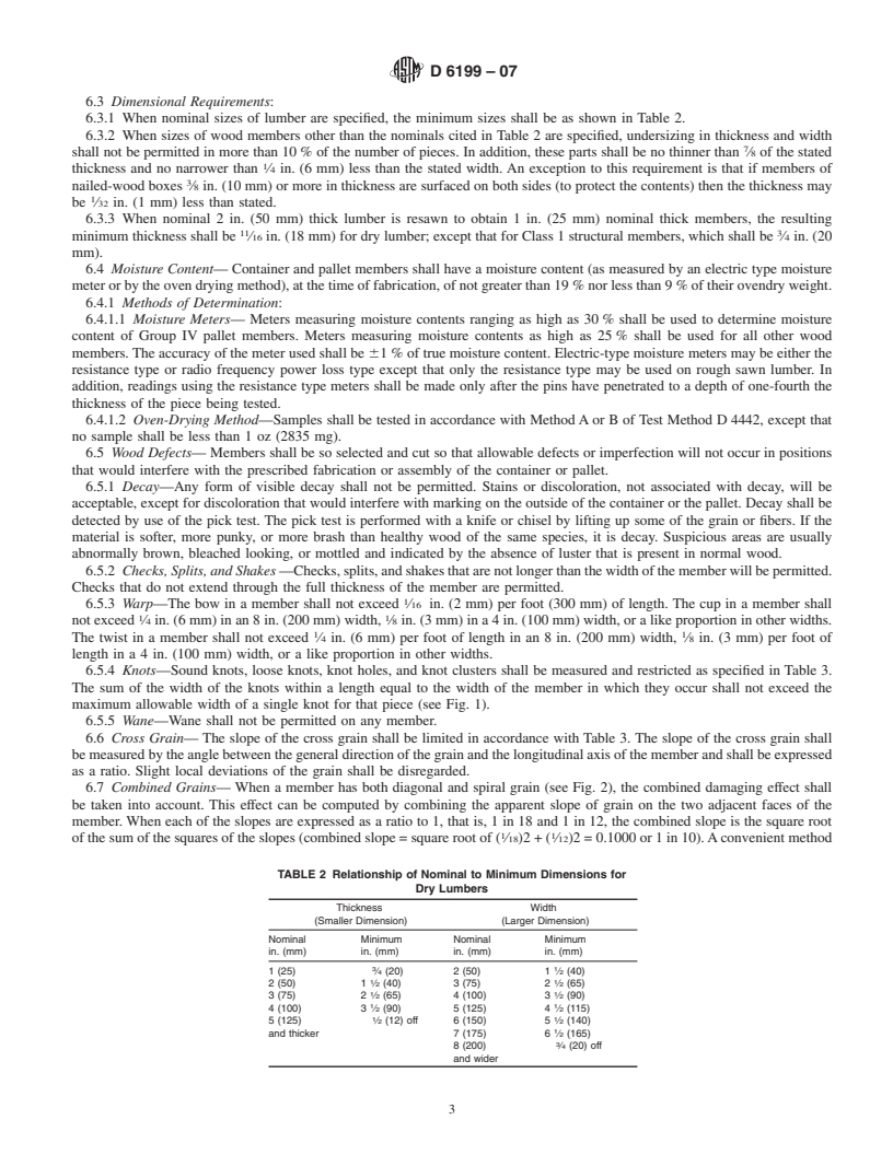 REDLINE ASTM D6199-07 - Standard Practice for Quality of Wood Members of Containers and Pallets