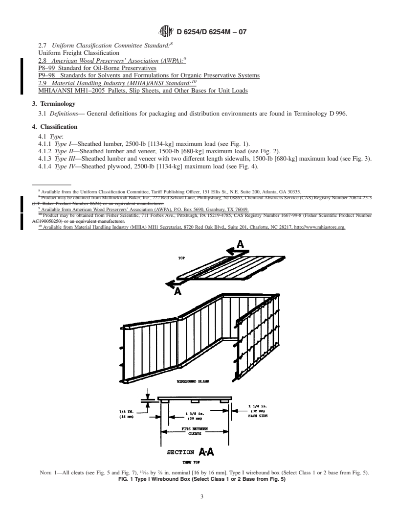 REDLINE ASTM D6254/D6254M-07 - Standard Specification for Wirebound Pallet-Type Wood Boxes