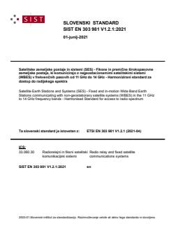 SIST EN 303 981 V1.2.1:2021 - Page 1 preview