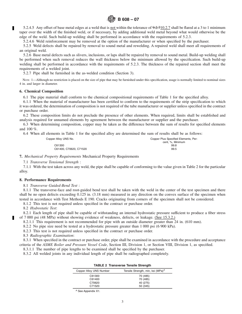 REDLINE ASTM B608-07 - Standard Specification for Welded Copper-Alloy Pipe