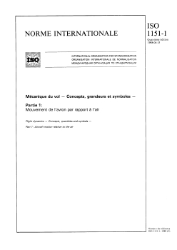 ISO 1151-1:1988 ISO 1151-1:1988 - Mécanique du vol — Concepts, grandeurs et symboles — Partie 1: Mouvement de l'avion par rapport à l'air
Released:4/28/1988 - Page 1 preview