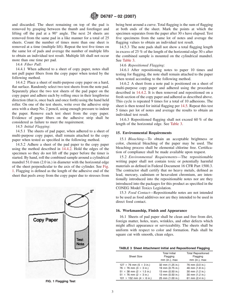 ASTM D6787-02(2007) - Standard Specification for Repositionable Note Pad