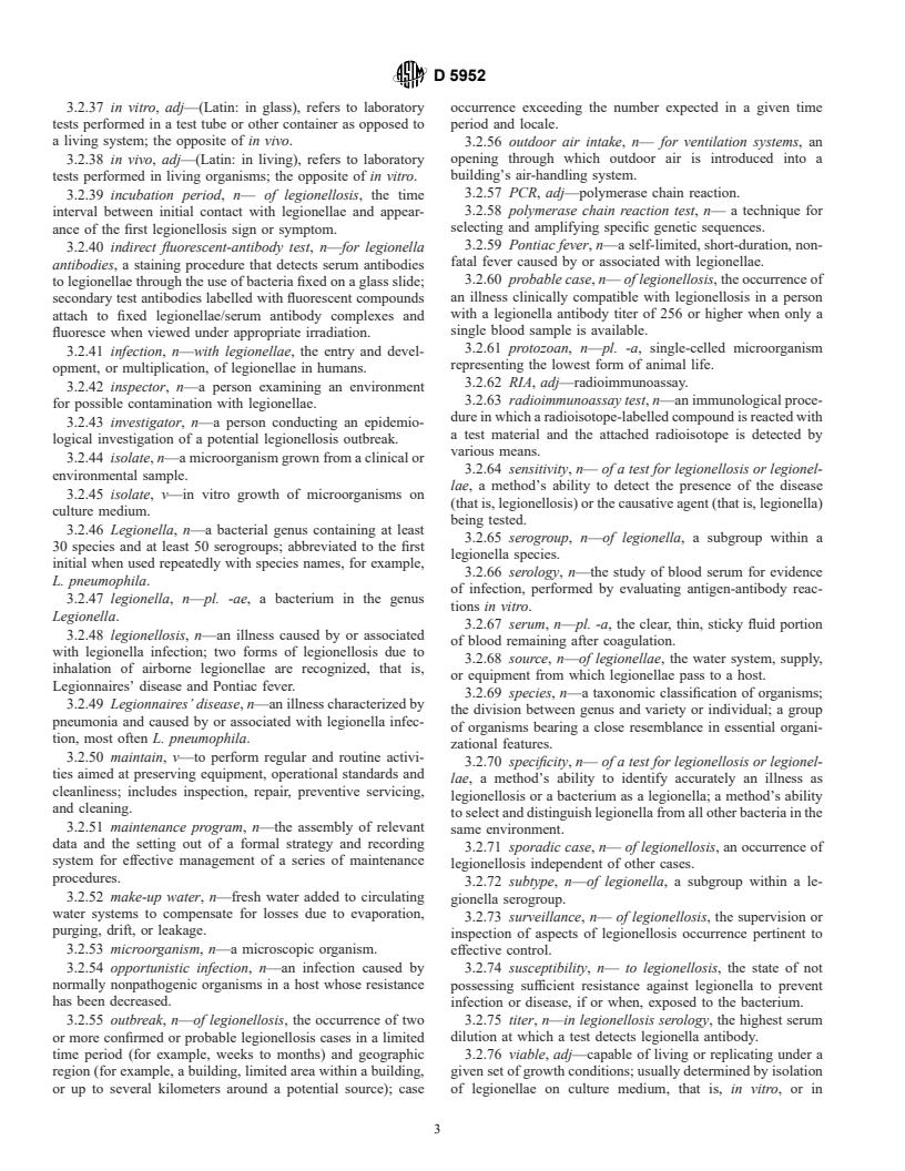 ASTM D5952-96e1 - Standard Guide for Inspecting Water Systems for Legionellae and Investigating Possible Outbreaks of Legionellosis (Legionnaires' Disease or Pontiac Fever)