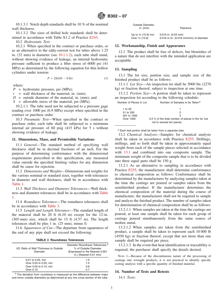 ASTM B302-07 - Standard Specification for Threadless Copper Pipe, Standard Sizes