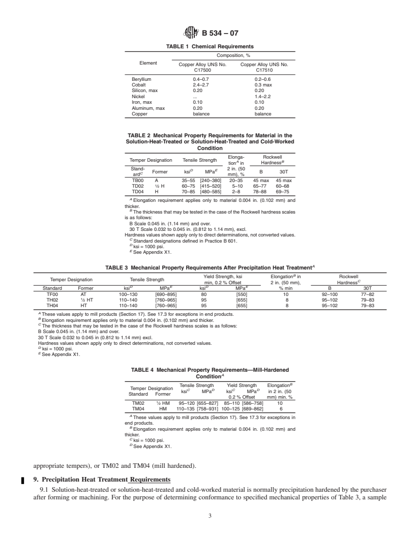 REDLINE ASTM B534-07 - Standard Specification for Copper-Cobalt-Beryllium Alloy and Copper-Nickel-Beryllium Alloy Plate, Sheet, Strip, and Rolled Bar