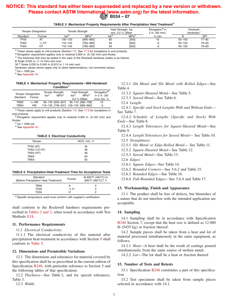 ASTM B534-07 - Standard Specification for Copper-Cobalt-Beryllium Alloy and Copper-Nickel-Beryllium Alloy Plate, Sheet, Strip, and Rolled Bar