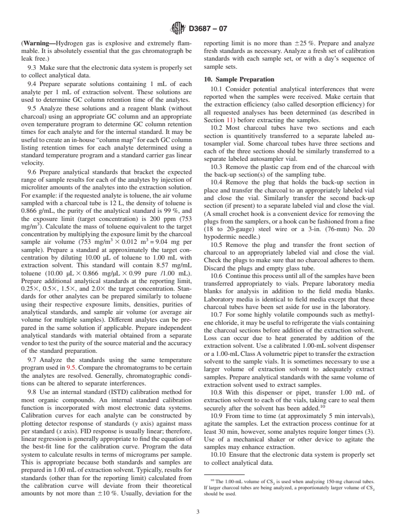 ASTM D3687-07 - Standard Practice for Analysis of Organic Compound Vapors Collected by the Activated Charcoal Tube Adsorption Method