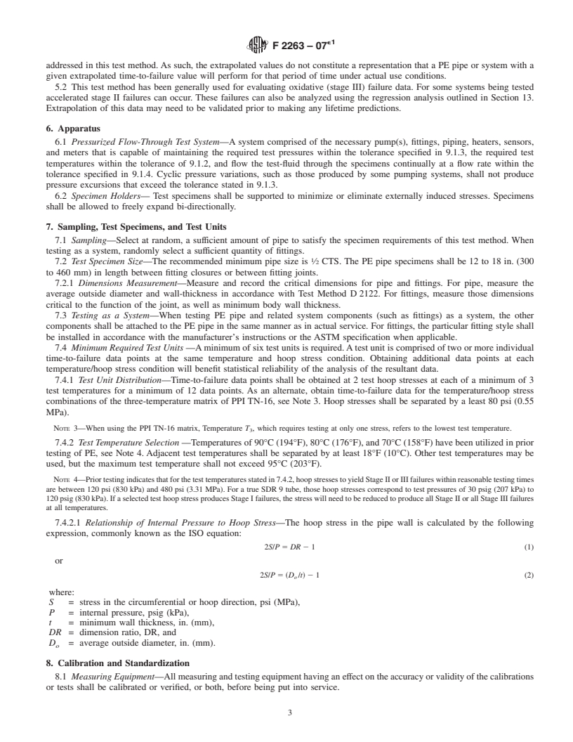 REDLINE ASTM F2263-07e1 - Standard Test Method for Evaluating the Oxidative Resistance of Polyethylene (PE) Pipe to Chlorinated Water