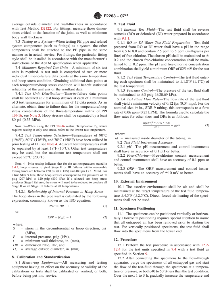 ASTM F2263-07e1 - Standard Test Method for Evaluating the Oxidative Resistance of Polyethylene (PE) Pipe to Chlorinated Water