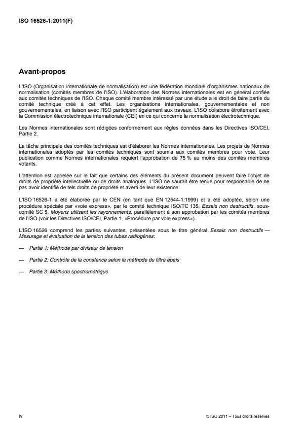 ISO 16526-1:2011 ISO 16526-1:2011 - Essais non destructifs -- Mesurage et évaluation de la tension des tubes radiogenes - Page 4 preview